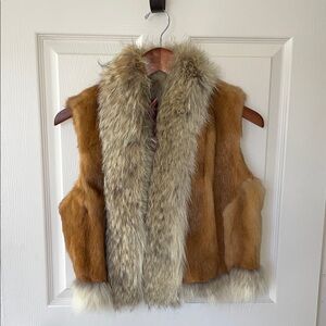 Vintage Fur Vest in Brown and Cream